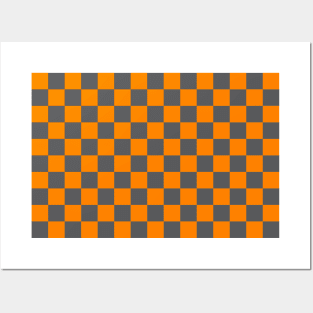 Tennessee Orange and Smokey Grey Checker Pattern Posters and Art